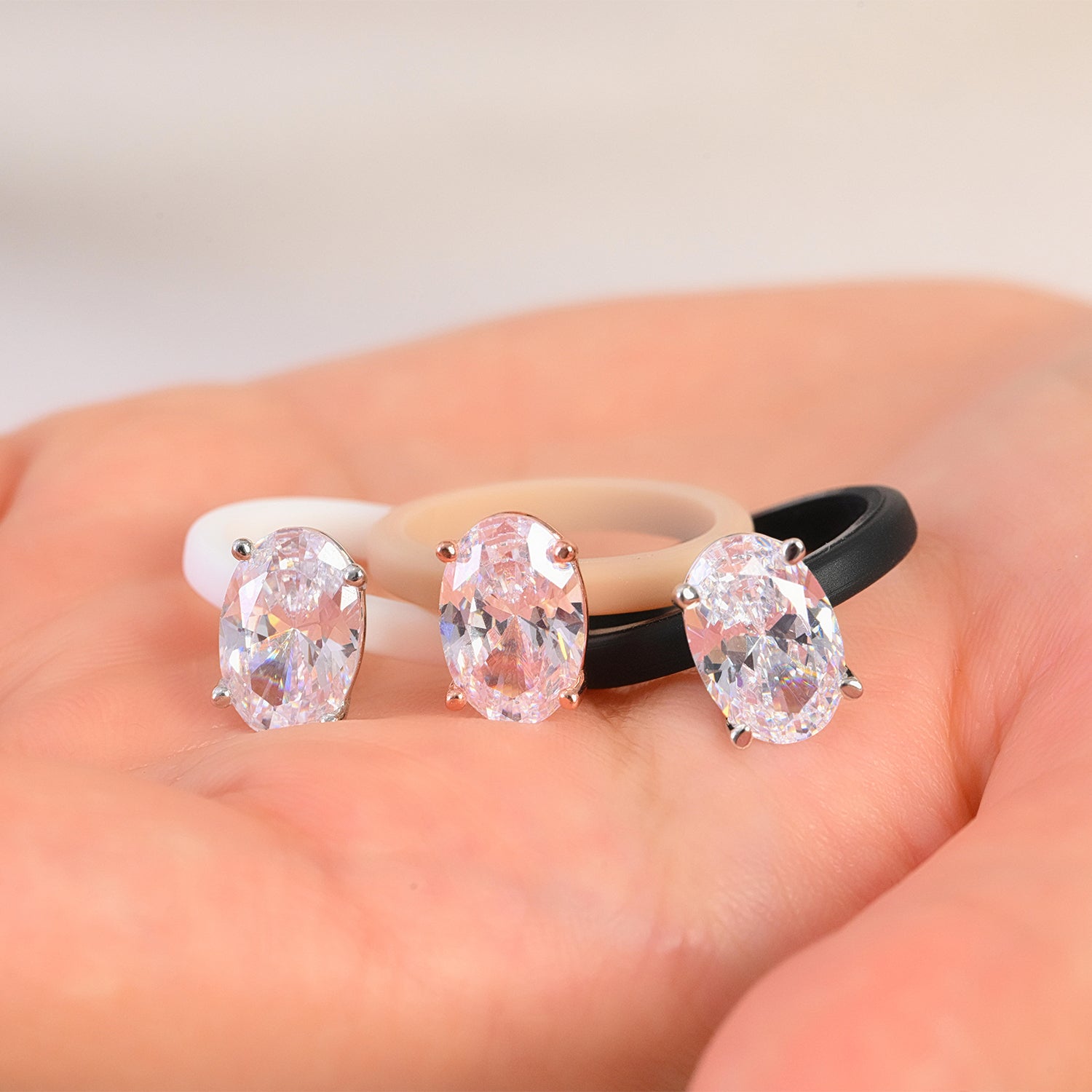 Rinfit Thin Silicone Ring for Women - Oval Cut CZ | Patented Design