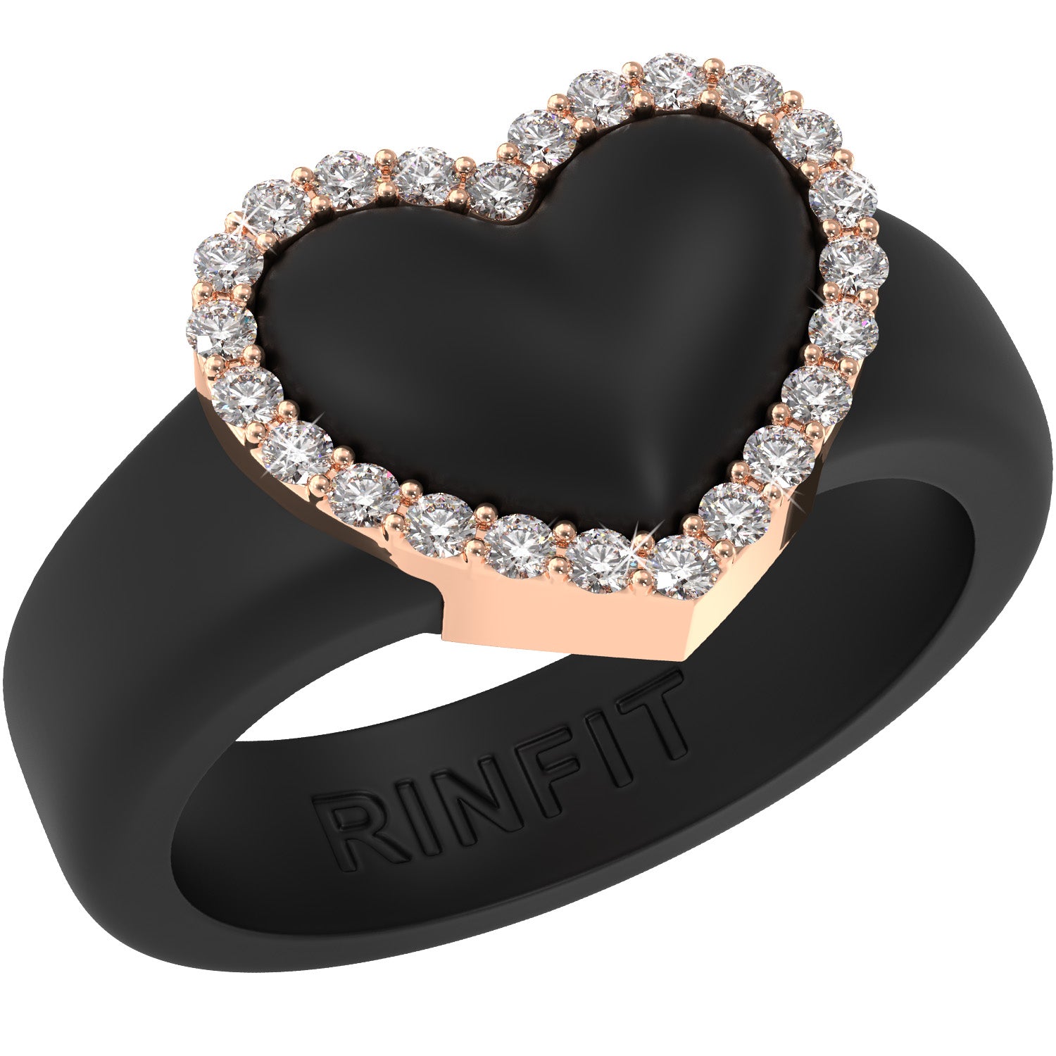 NEW! Heart with Metal Frame & CZ Stones - Women's Silicone Rings- Patent Pending Design