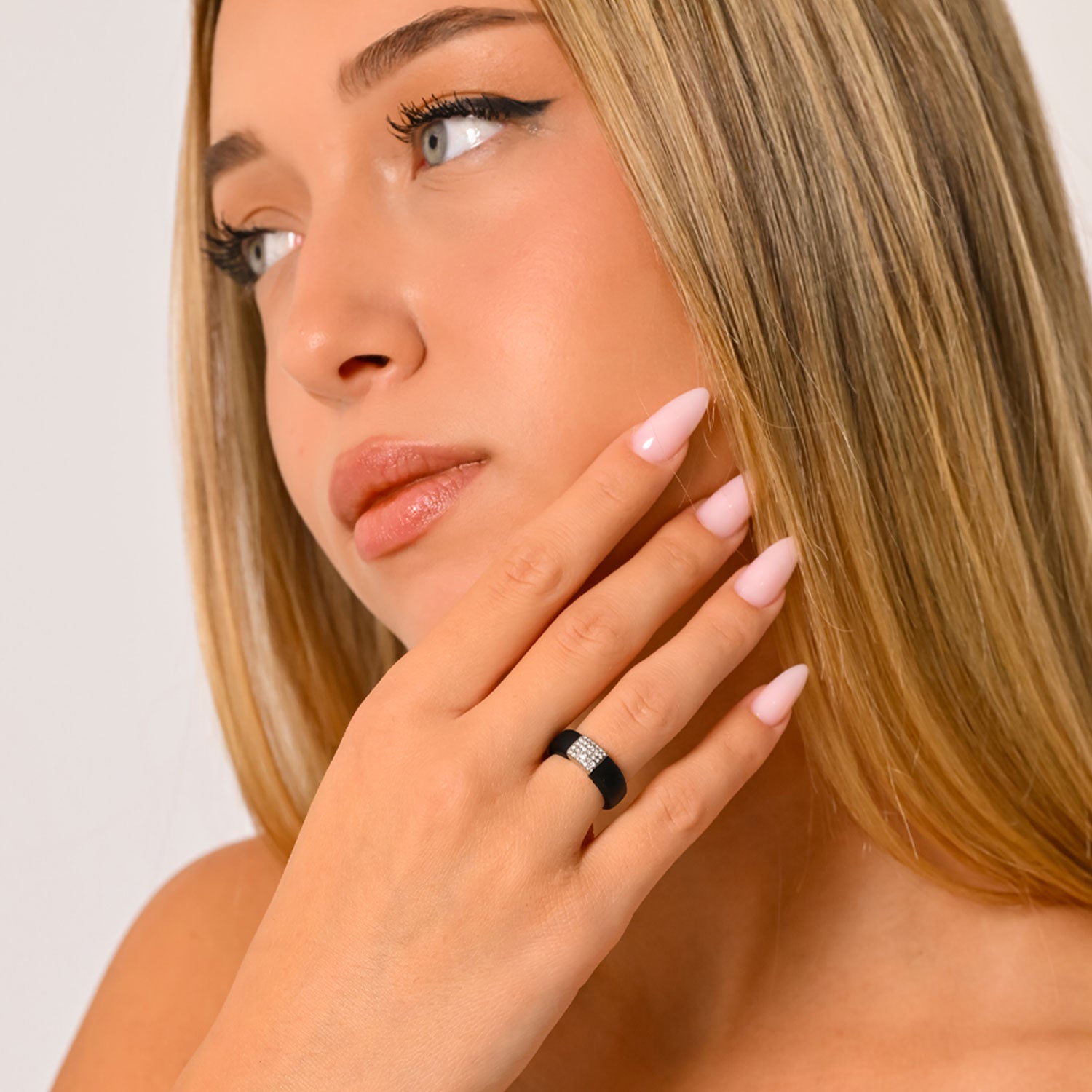 Silicone Rings Set with Metal & Emerald CZ Stone - US Patented Design