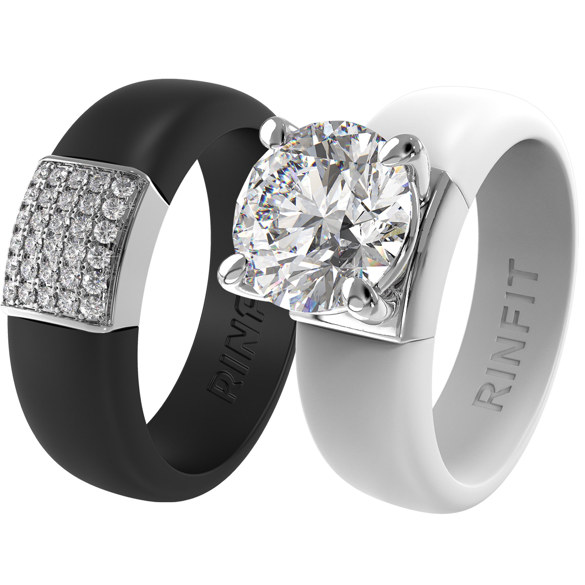 Set Silicone Ring – 7mm Round Solitaire CZ | Patented Design - GlowStone Collection