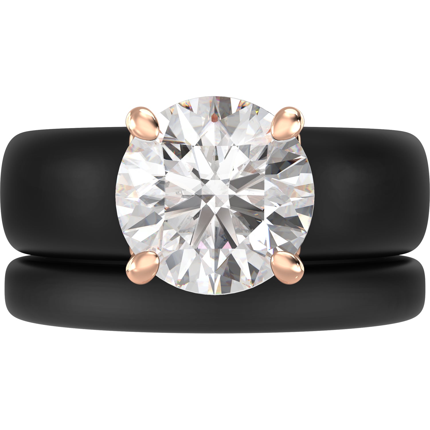 Round Cut CZ Silicone Ring Set for Women, Stackable 2-Ring Set, 7 mm Round Cut CZ | Patented Design - GlowStone Collection