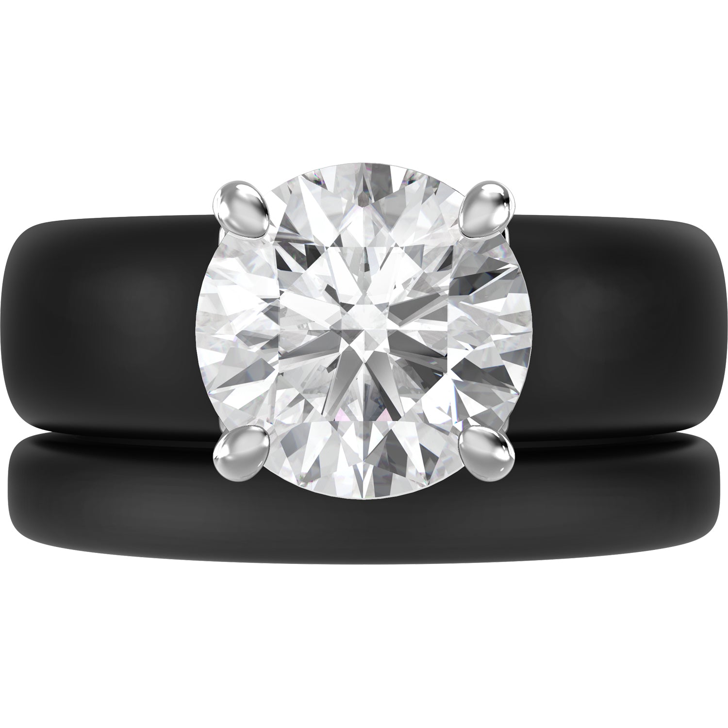 Round Cut CZ Silicone Ring Set for Women, Stackable 2-Ring Set, 7 mm Round Cut CZ | Patented Design - GlowStone Collection