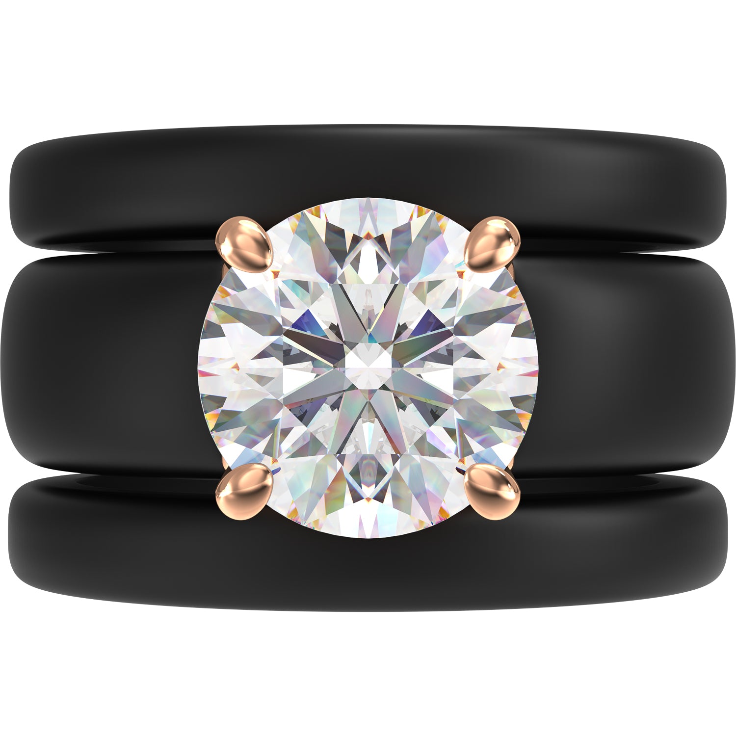 Round Cut Silicone Ring Set for Women, 2 Thin Stackable Rings - 7 mm Round Cut CZ | Patented Design - GlowStone Collection