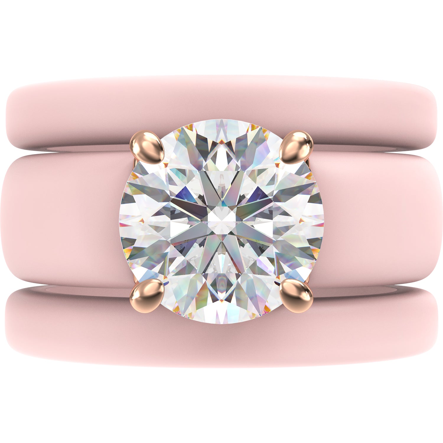 Round Cut Silicone Ring Set for Women, 2 Thin Stackable Rings - 7 mm Round Cut CZ | Patented Design - GlowStone Collection
