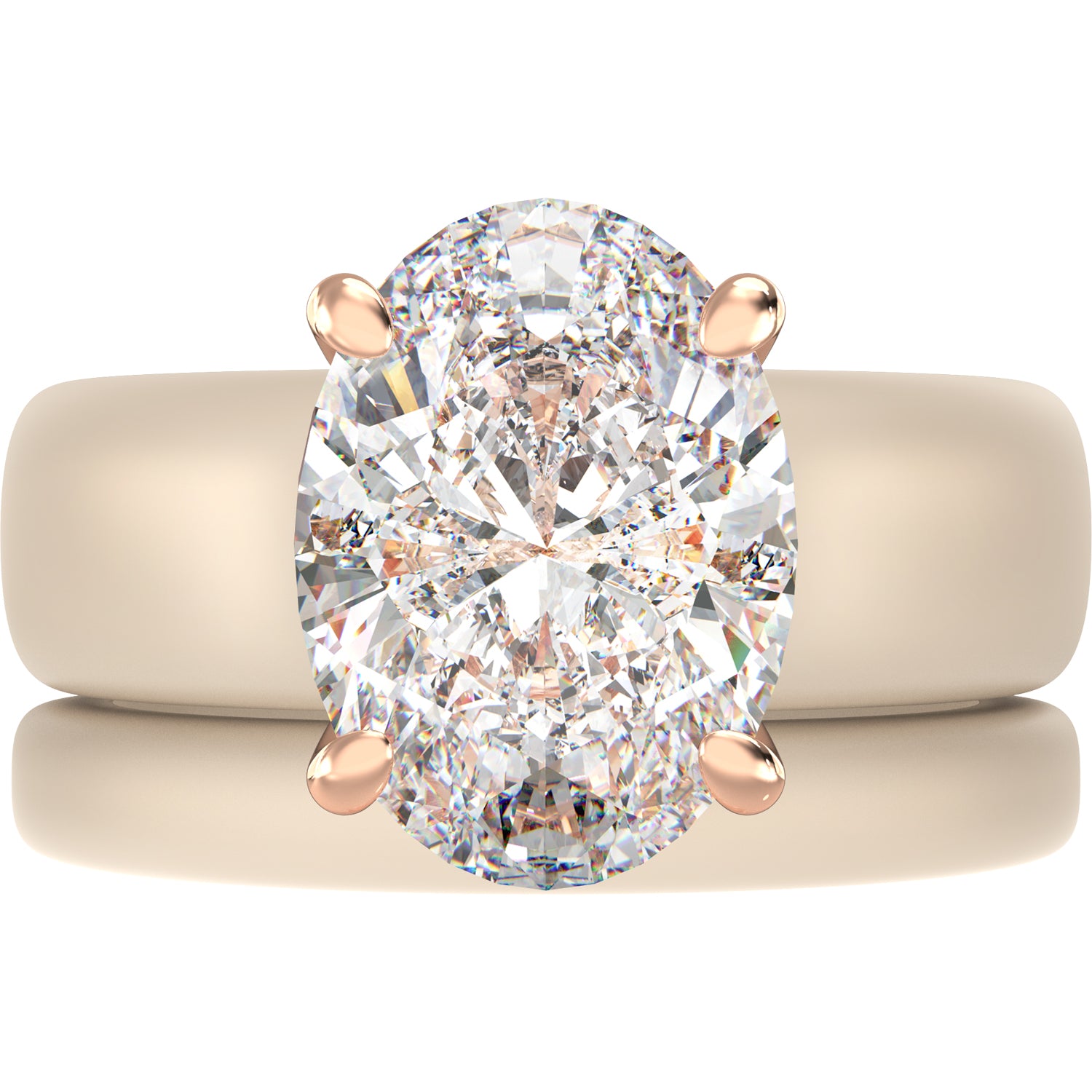 Oval Cut CZ Silicone Ring Set for Women, Stackable 2-Ring Set, 11×8 mm Oval Cut CZ | Patented Design - GlowStone Collection