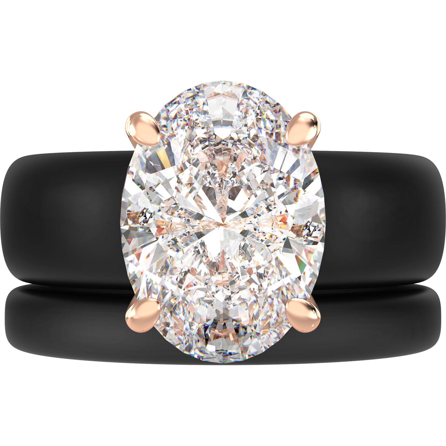 Oval Cut CZ Silicone Ring Set for Women, Stackable 2-Ring Set, 11×8 mm Oval Cut CZ | Patented Design - GlowStone Collection