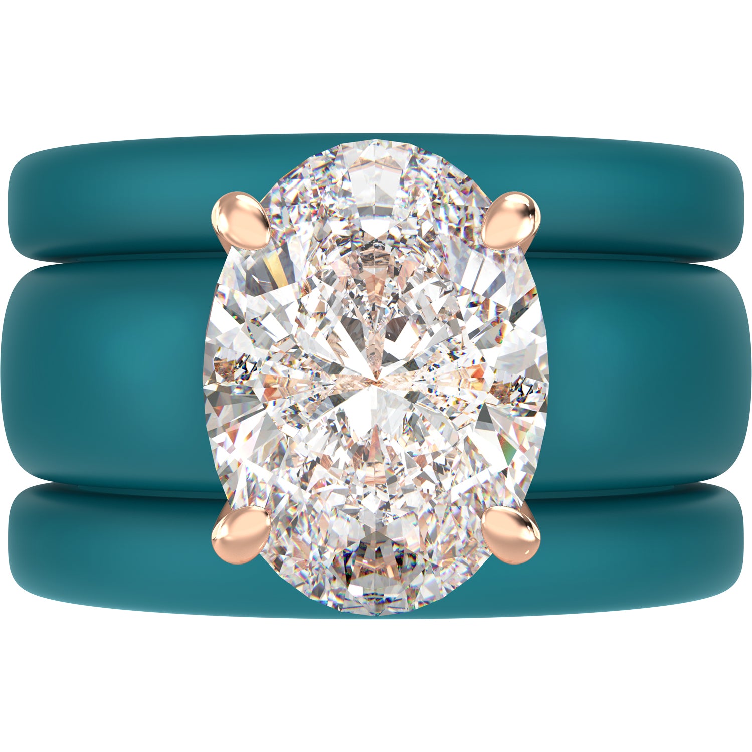 Oval Cut CZ Silicone Ring Set for Women, 2 Thin Stackable Rings – 11×8 mm Oval Cut CZ | Patented Design - GlowStone Collection