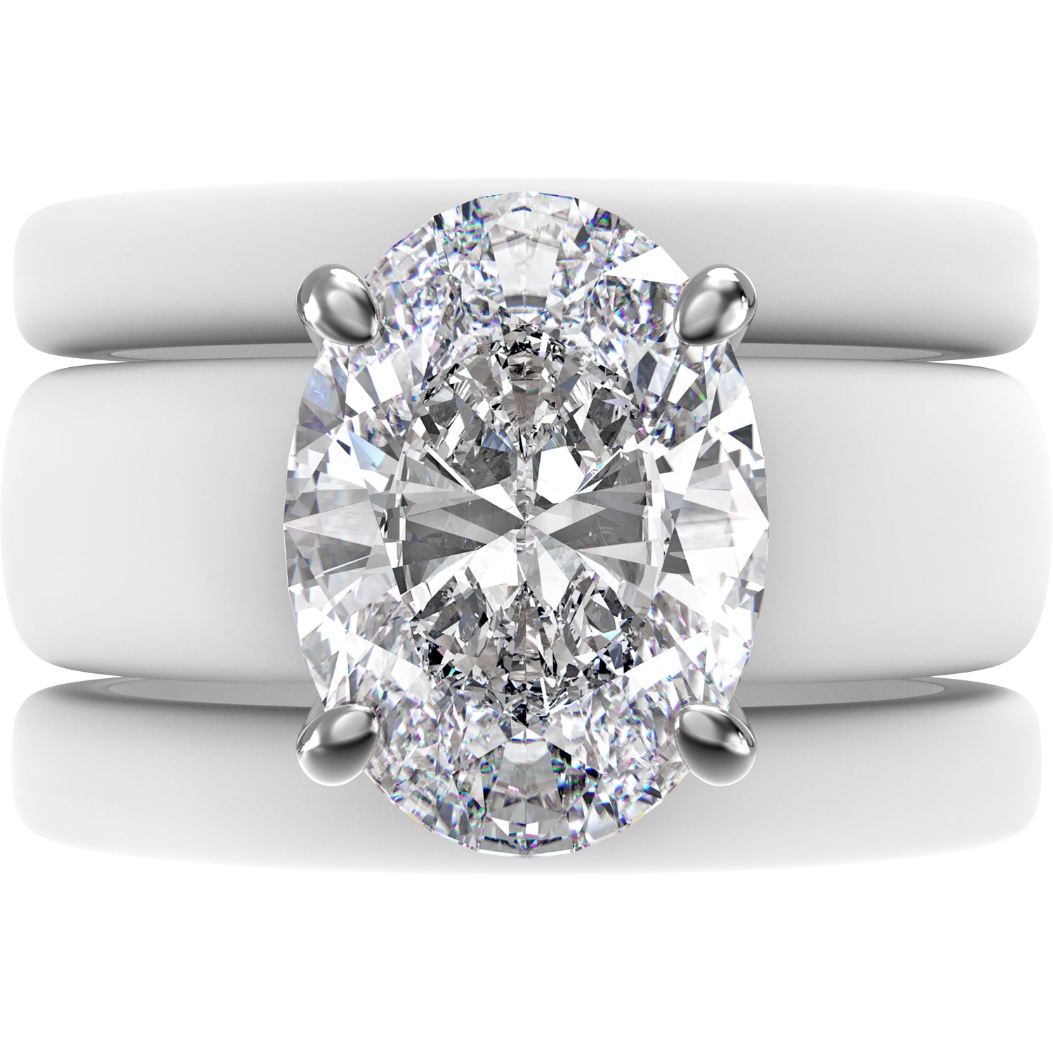 Oval Cut CZ Silicone Ring Set for Women, 2 Thin Stackable Rings – 11×8 mm Oval Cut CZ | Patented Design - GlowStone Collection