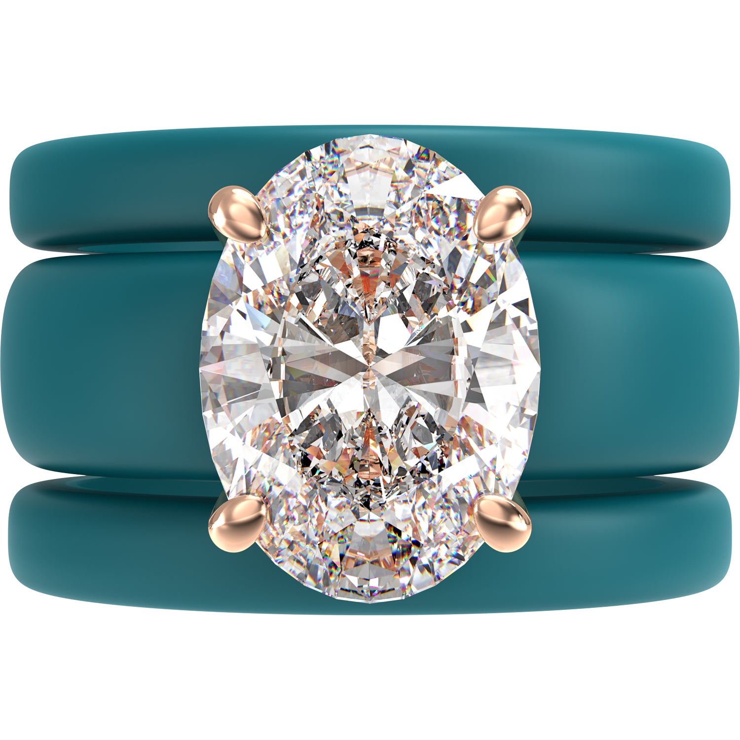 Oval Cut CZ Silicone Ring Set for Women, 2 Thin Stackable Rings – 11×8 mm Oval Cut CZ | Patented Design - GlowStone Collection