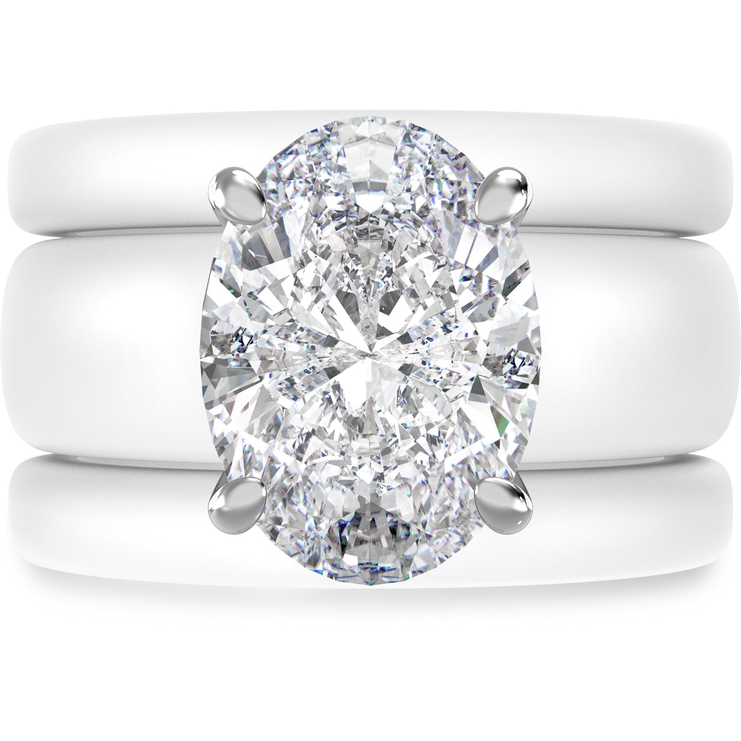 Oval Cut CZ Silicone Ring Set for Women, 2 Thin Stackable Rings – 11×8 mm Oval Cut CZ | Patented Design - GlowStone Collection