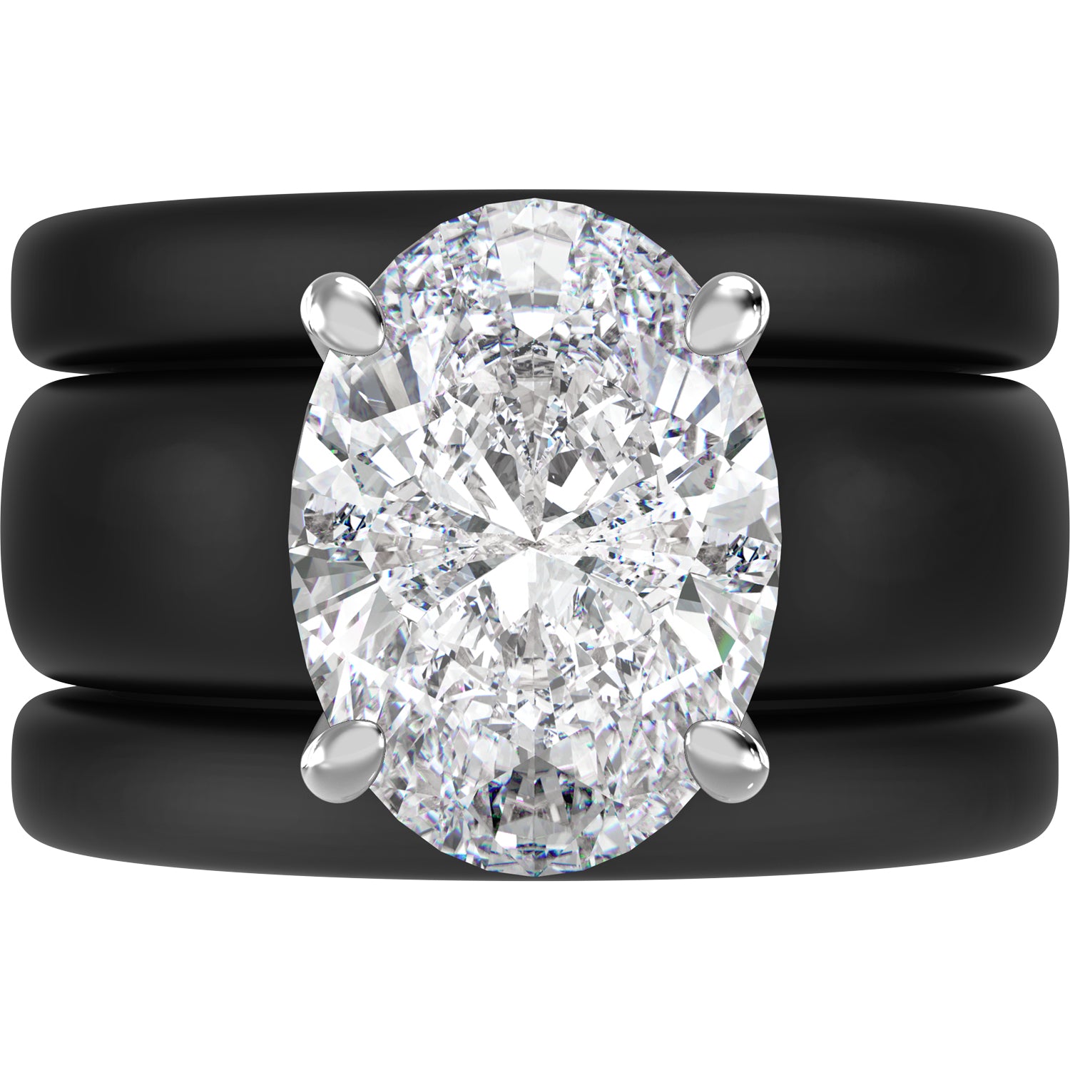 Oval Cut CZ Silicone Ring Set for Women, 2 Thin Stackable Rings – 11×8 mm Oval Cut CZ | Patented Design - GlowStone Collection