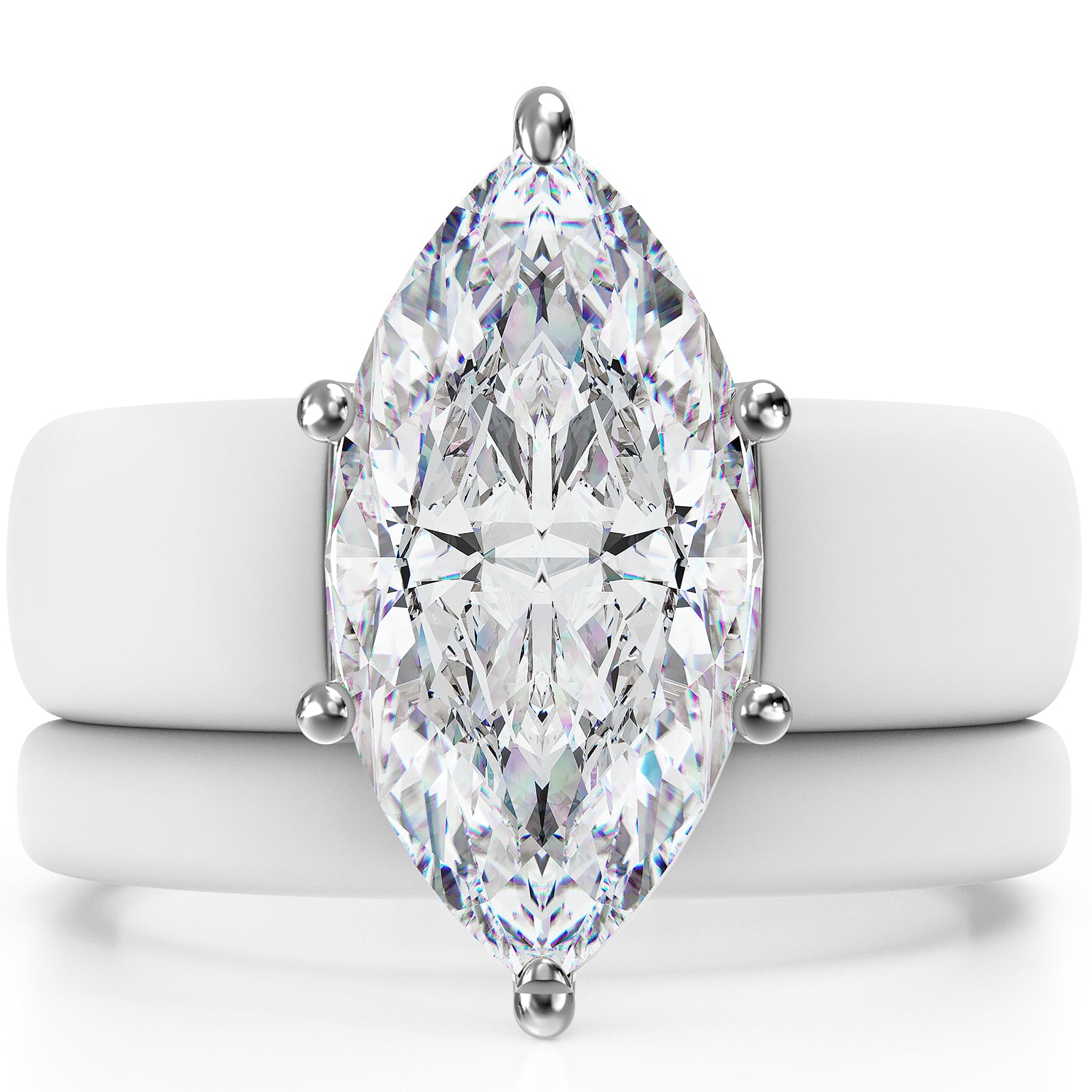 Marquise Cut Silicone Ring Set for Women, Stackable 2-Ring Set, 14×7 mm Marquise Cut CZ | Patent-Pending Design - GlowStone Collection
