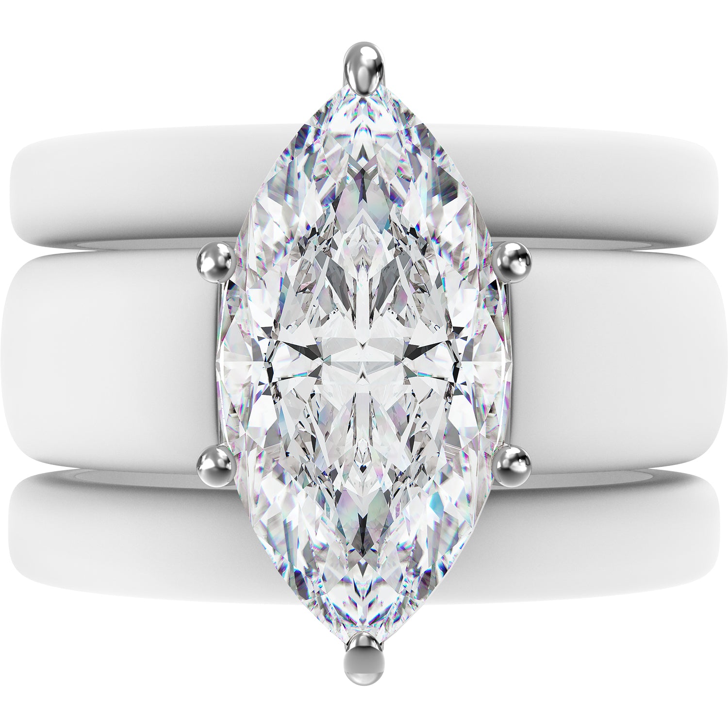 Marquise Cut CZ Silicone Ring Set for Women, 2 Thin Stackable Rings - 14×7 mm Marquise Cut CZ | Patent-Pending Design - GlowStone Collection