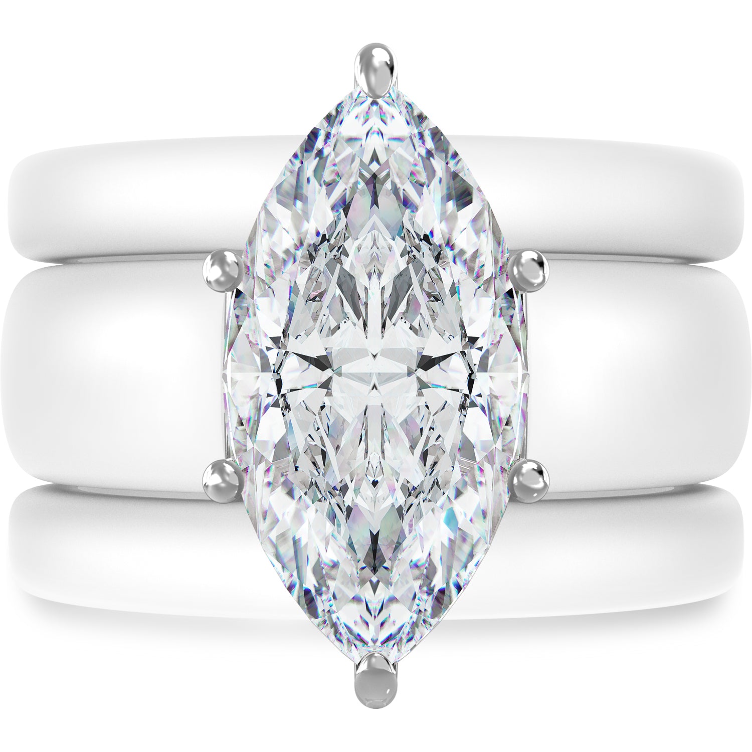 Marquise Cut CZ Silicone Ring Set for Women, 2 Thin Stackable Rings - 14×7 mm Marquise Cut CZ | Patent-Pending Design - GlowStone Collection