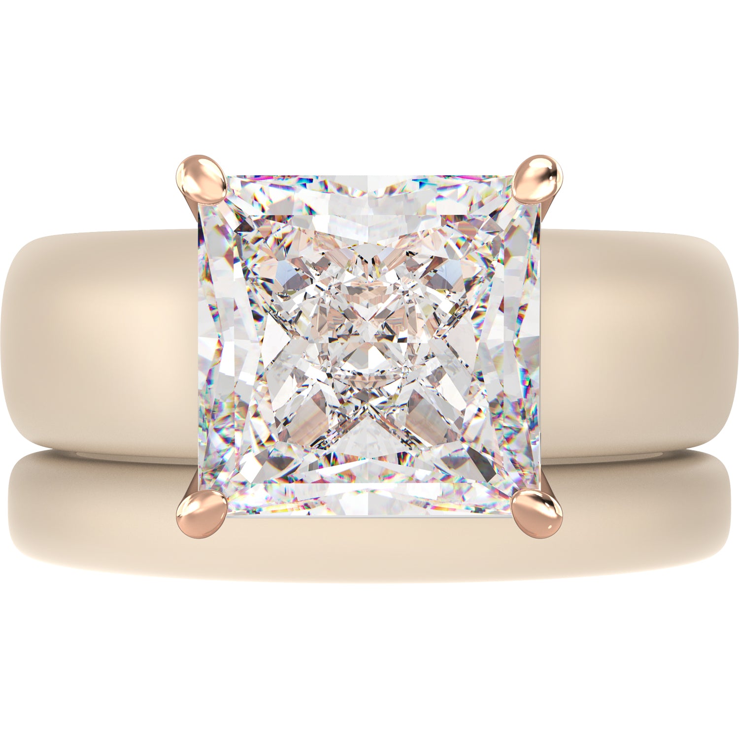 Princess Cut CZ Silicone Ring Set for Women, Stackable 2-Ring Set, 8×8 mm Princess Cut CZ | Patented Design - GlowStone Collection