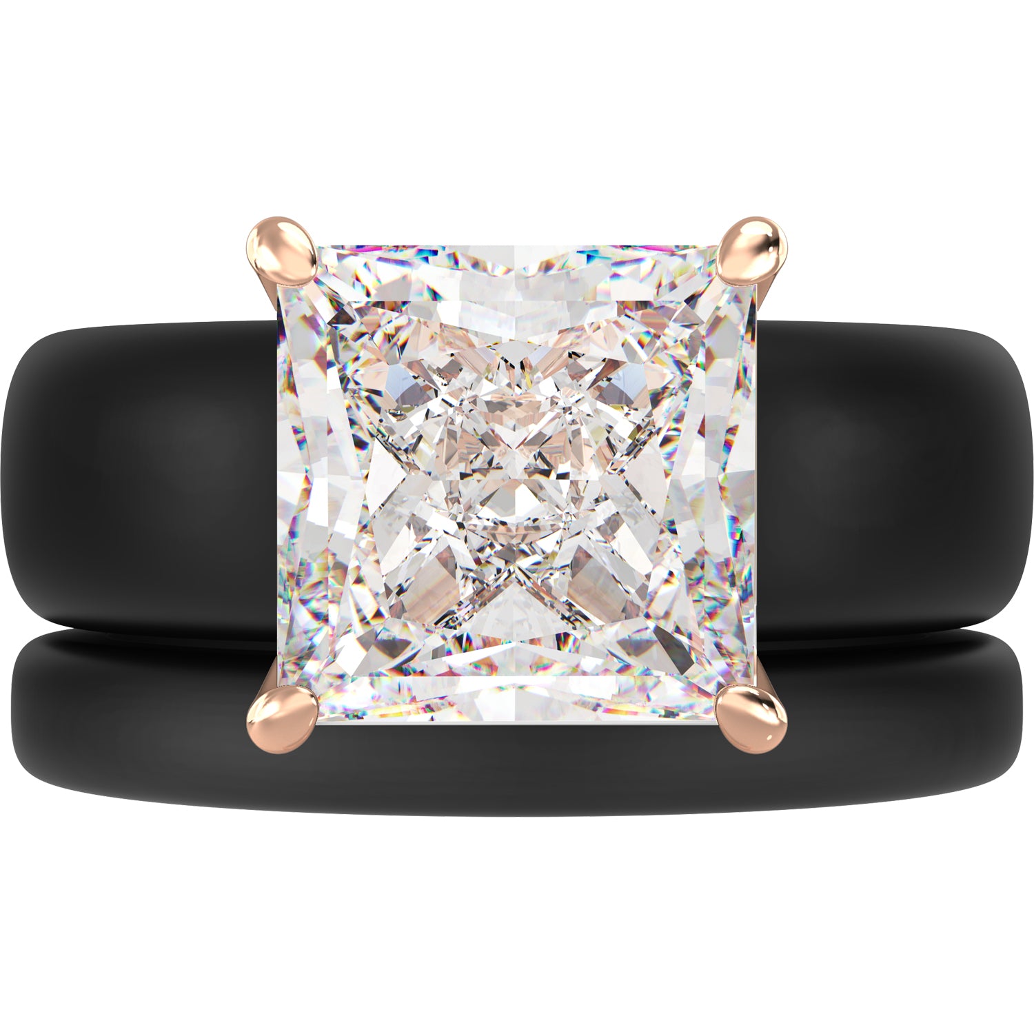 Princess Cut CZ Silicone Ring Set for Women, Stackable 2-Ring Set, 8×8 mm Princess Cut CZ | Patented Design - GlowStone Collection