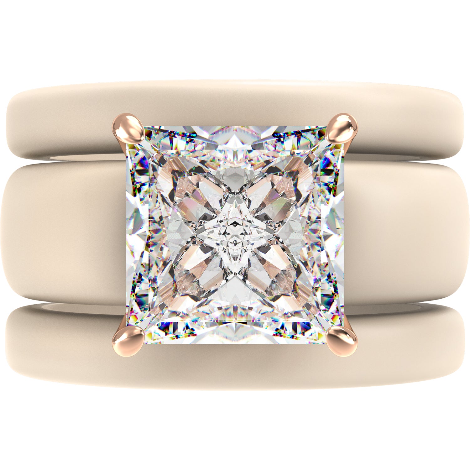 Princess Cut CZ Silicone Ring Set for Women, 2 Thin Stackable Rings – 8 ×8 mm Princess Cut CZ | Patented Design - GlowStone Collection