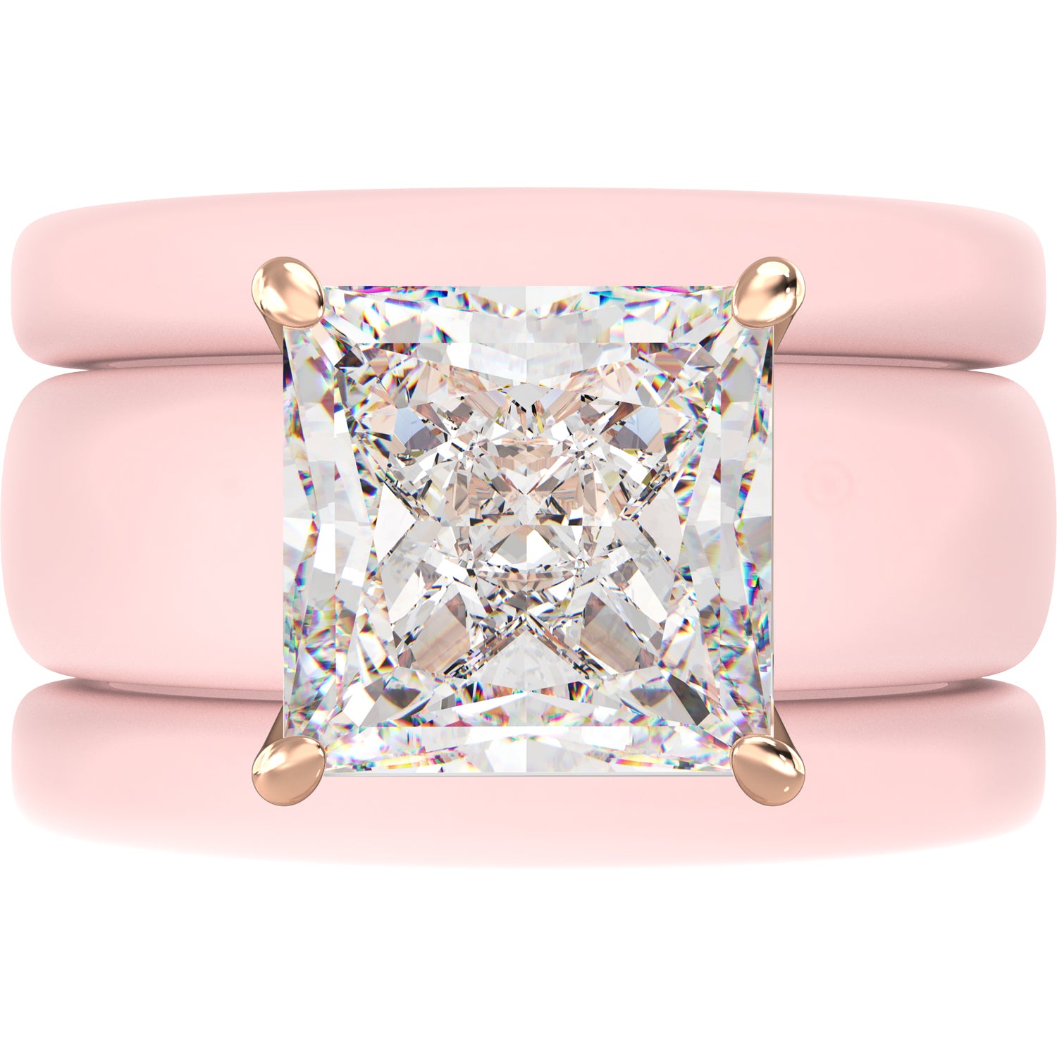 Princess Cut CZ Silicone Ring Set for Women, 2 Thin Stackable Rings – 8 ×8 mm Princess Cut CZ | Patented Design - GlowStone Collection