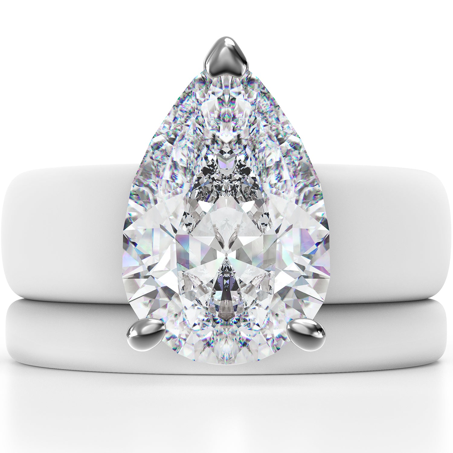 Pear Cut CZ Silicone Ring Set for Women, Stackable 2-Ring Set, 8×12 mm Pear Cut CZ, Patent-Pending Design - GlowStone Collection