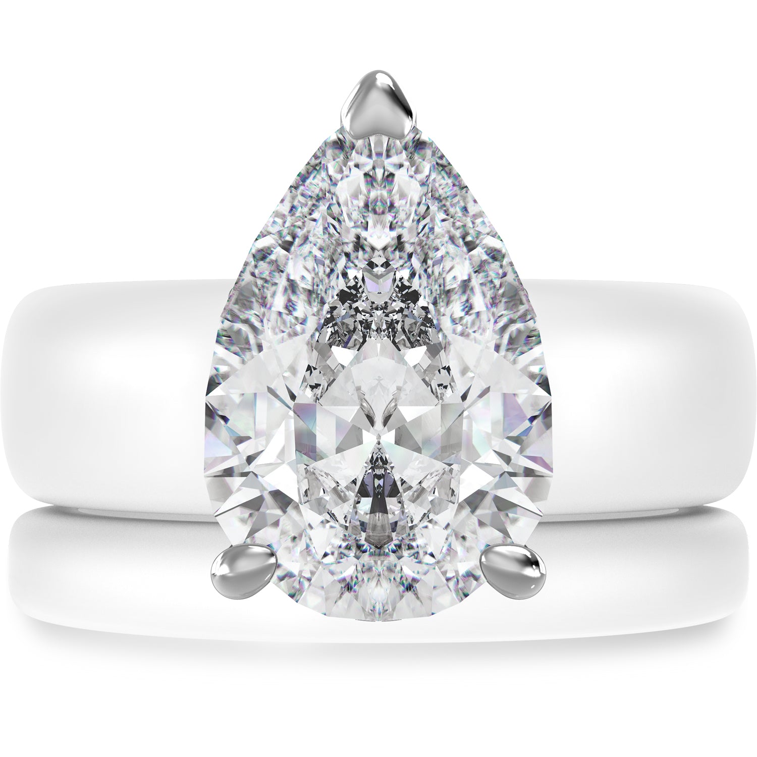 Pear Cut CZ Silicone Ring Set for Women, Stackable 2-Ring Set, 8×12 mm Pear Cut CZ, Patent-Pending Design - GlowStone Collection