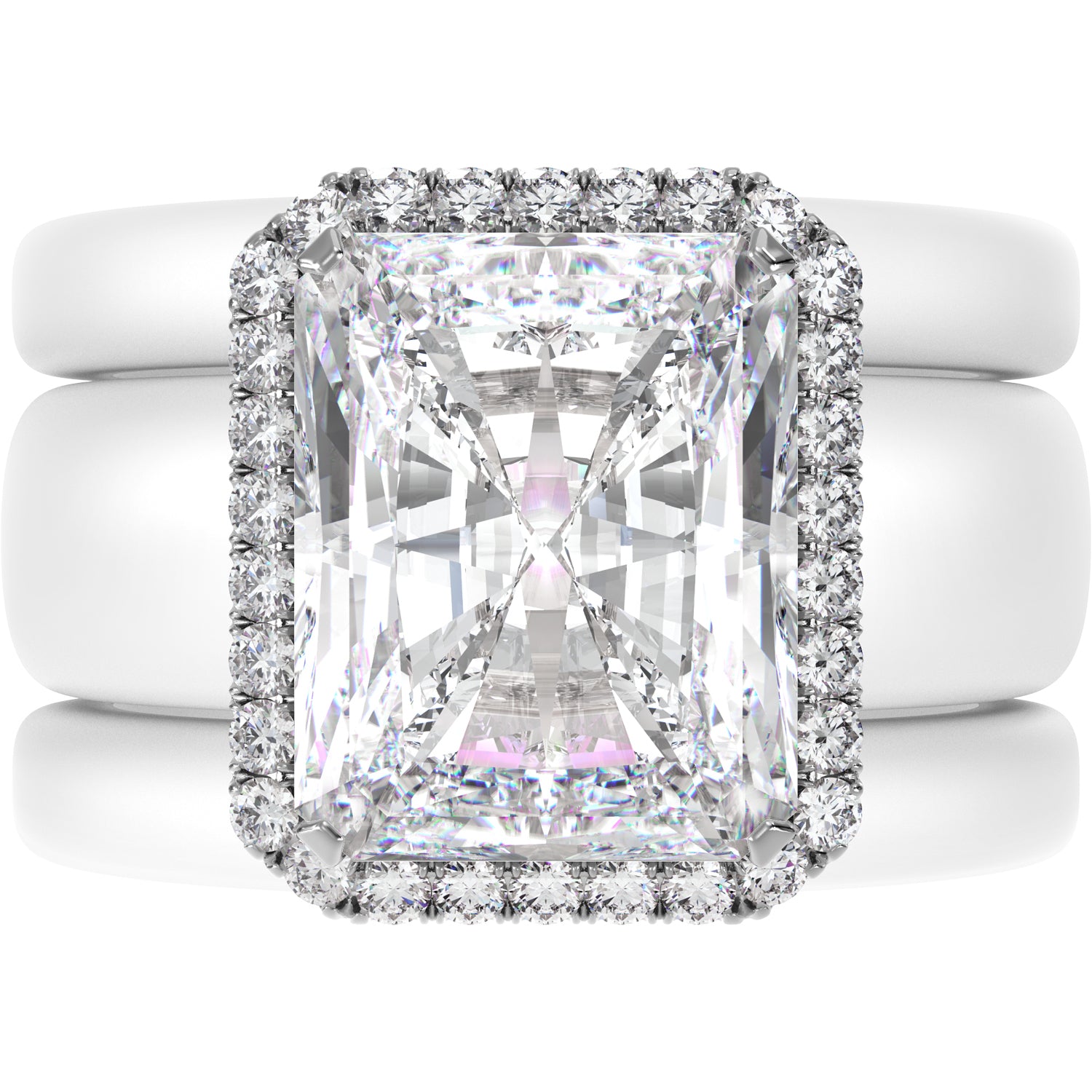 Rinfit Halo Silicone Ring Set for Women, Stackable 3 Ring Set, 10×8 mm CZ Stone + 2 Thin Rings | Patented Design