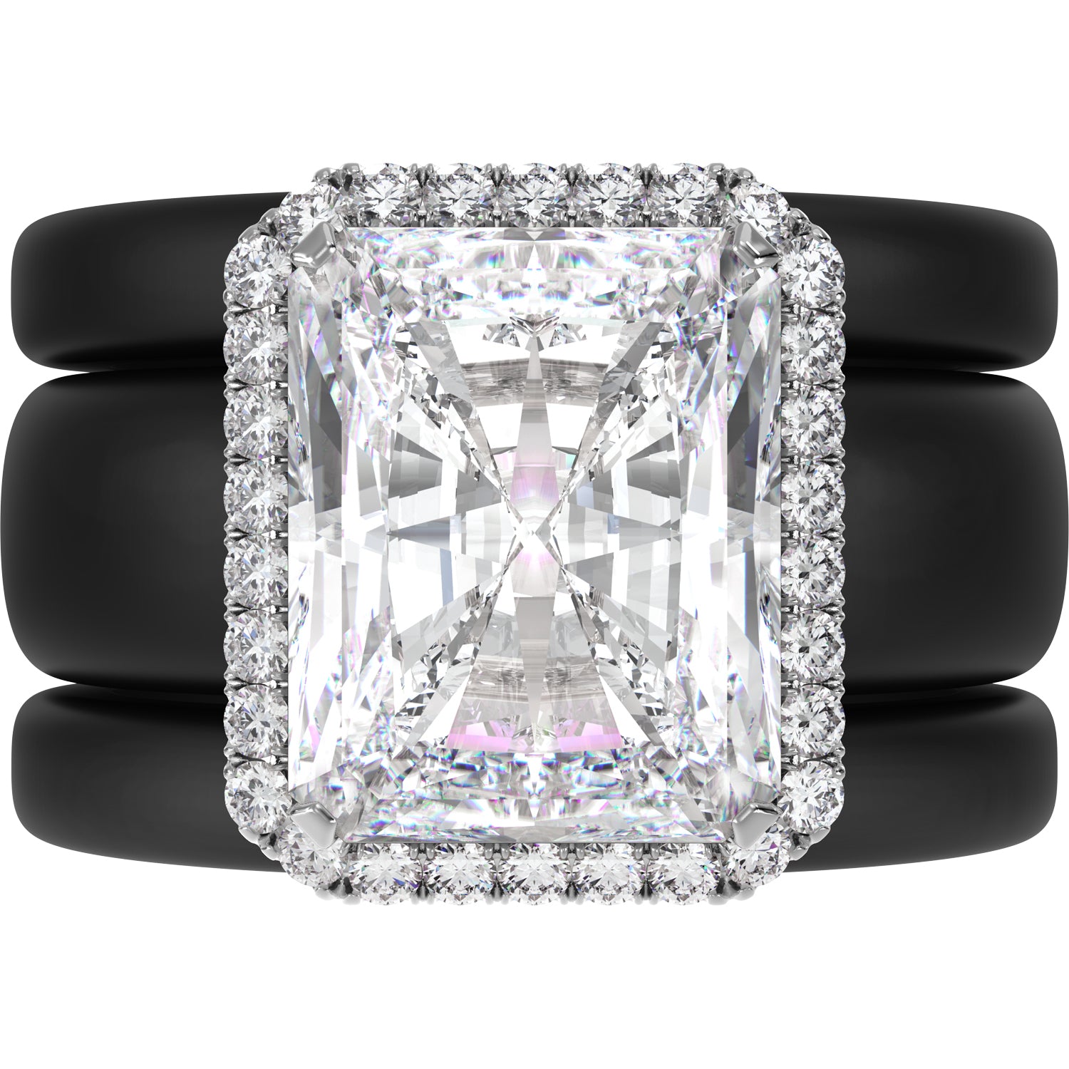 Rinfit Halo Silicone Ring Set for Women, Stackable 3 Ring Set, 10×8 mm CZ Stone + 2 Thin Rings | Patented Design