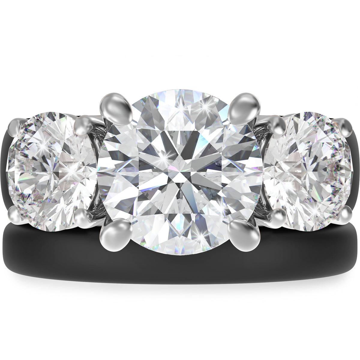 Rinfit Silicone Rings Set for Women, Stackable 2-Ring Set, Three Round CZ Stones + Thin Band - Patented Design