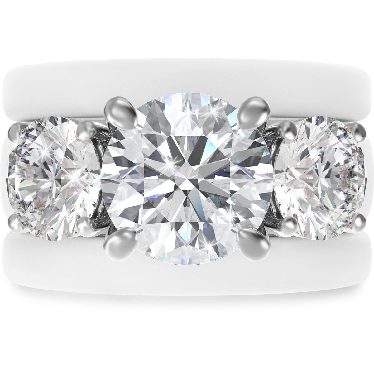 Rinfit Silicone Rings Set for Women, Stackable 3-Ring Set, Three Round CZ Stones + 2 Thin Bands - Patented Design