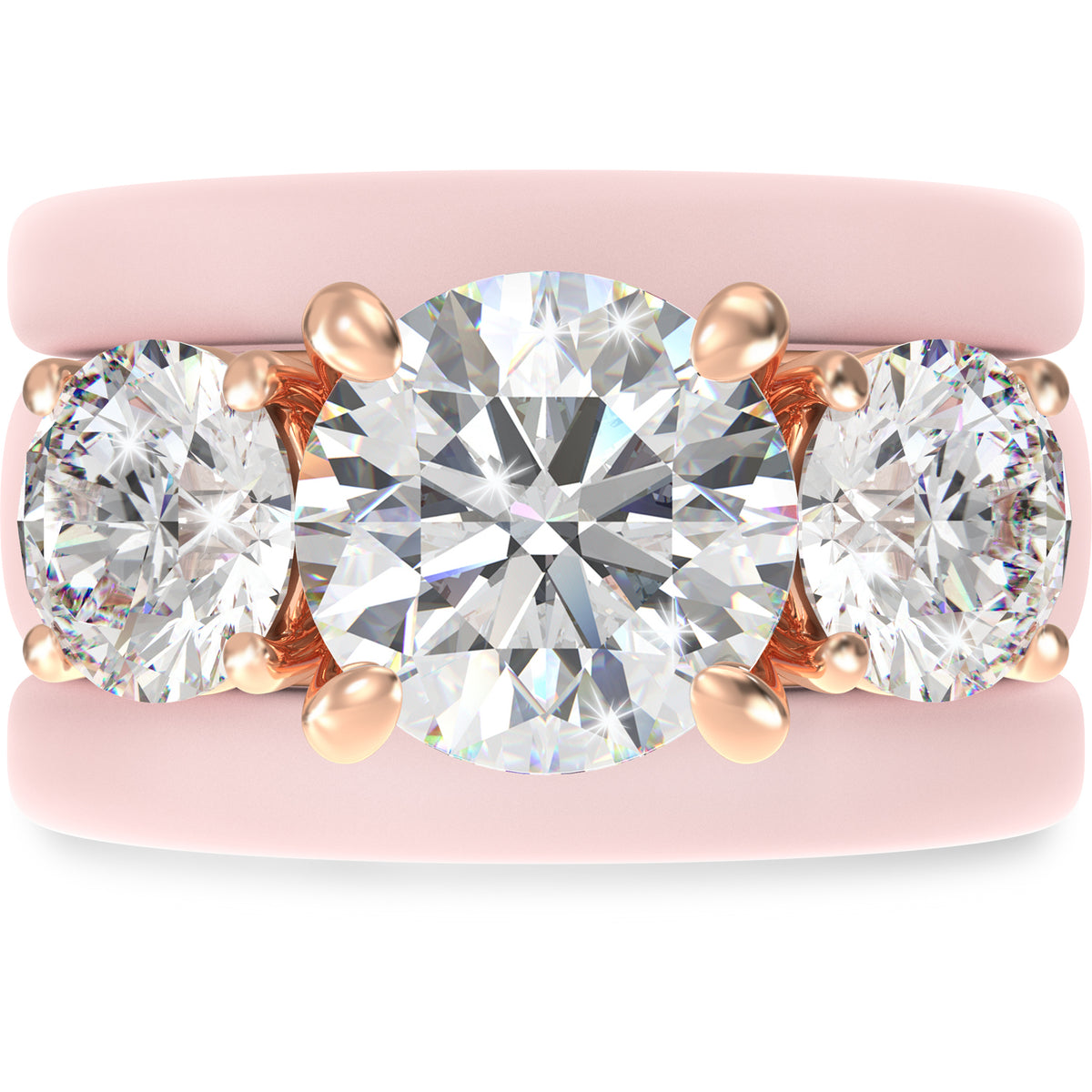 Rinfit Silicone Rings Set for Women, Stackable 3-Ring Set, Three Round CZ Stones + 2 Thin Bands - Patented Design