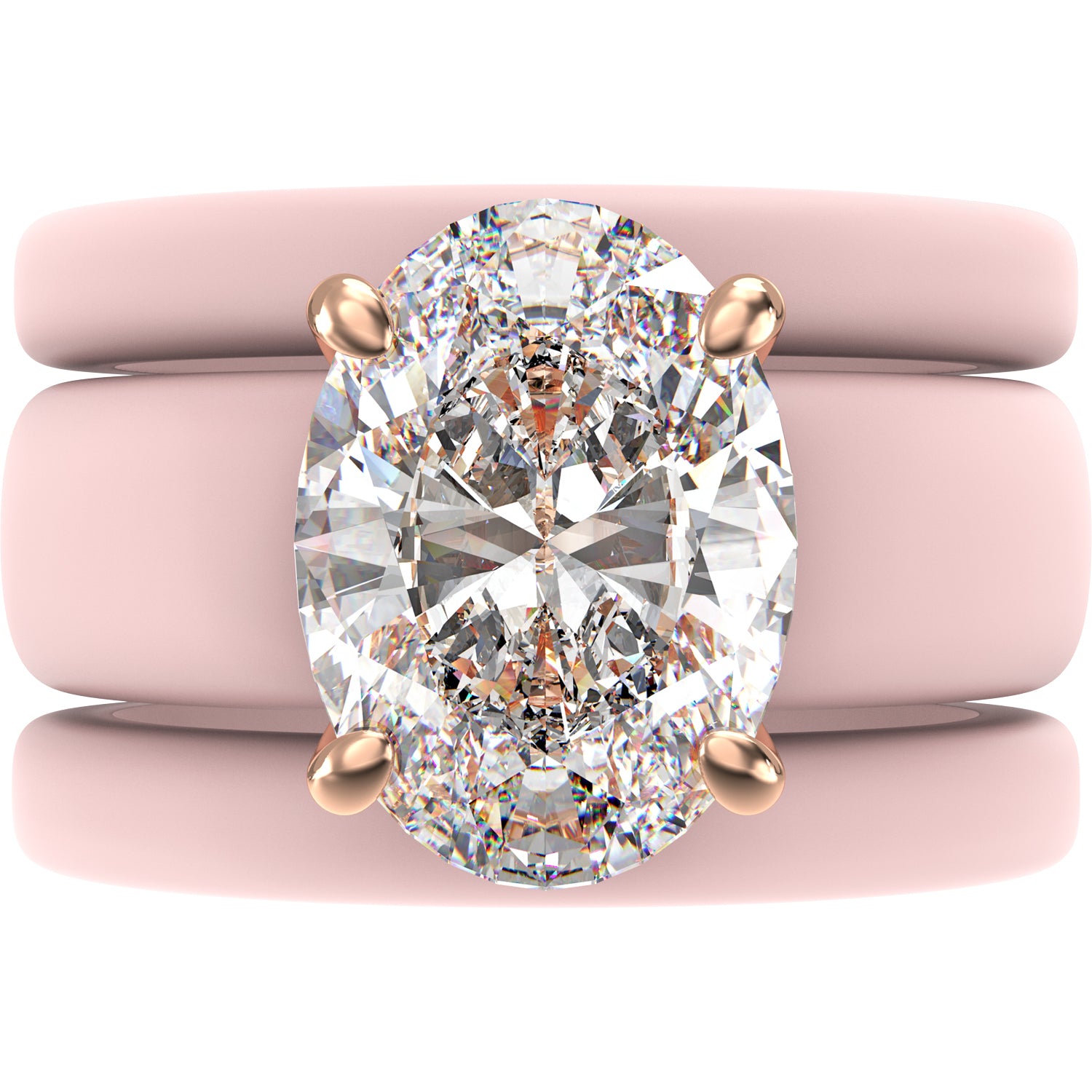Oval Cut CZ Silicone Ring Set for Women, 2 Thin Stackable Rings – 11×8 mm Oval Cut CZ | Patented Design - GlowStone Collection