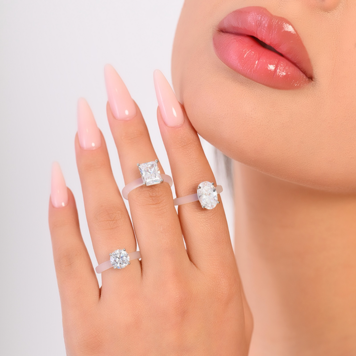 Rinfit Frosted Clear Thin Collection – Set of Emerald, Round and Oval - Patented Design