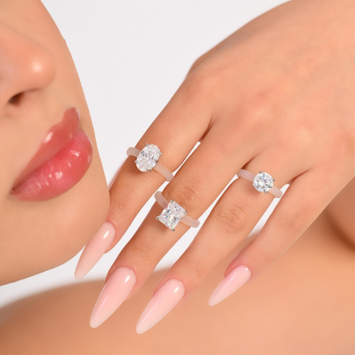 Rinfit Frosted Clear Thin Collection – Set of Emerald, Round and Oval - Patented Design