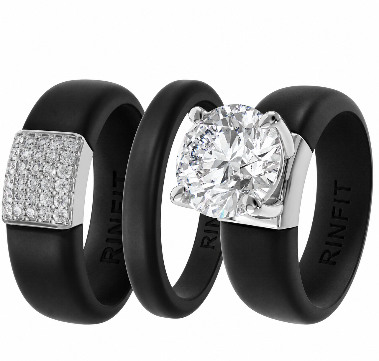 Rinfit Signature Trio – Glowstone Round, Gemstone and Thin Band - Patented Design