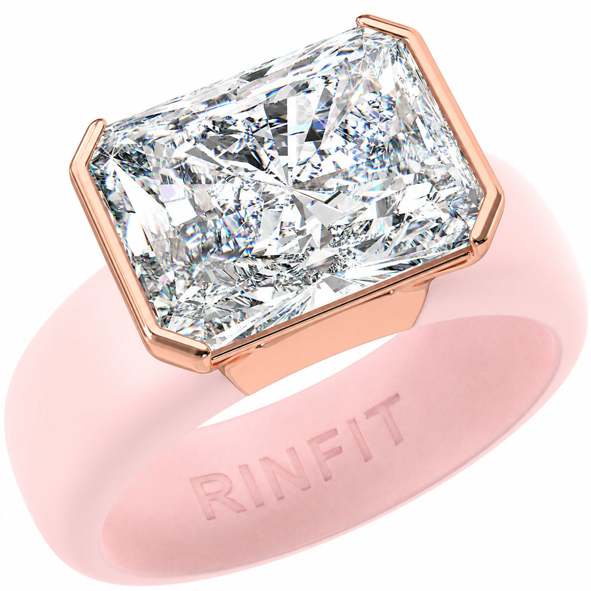 Rinfit Silicone Ring with CZ Stone, East-West Radiant Cut
