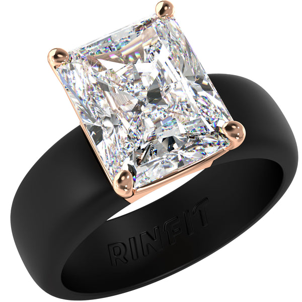 Silicone Ring – 10×8 mm Emerald Cut CZ | Patent-Pending Design - GlowStone Collection