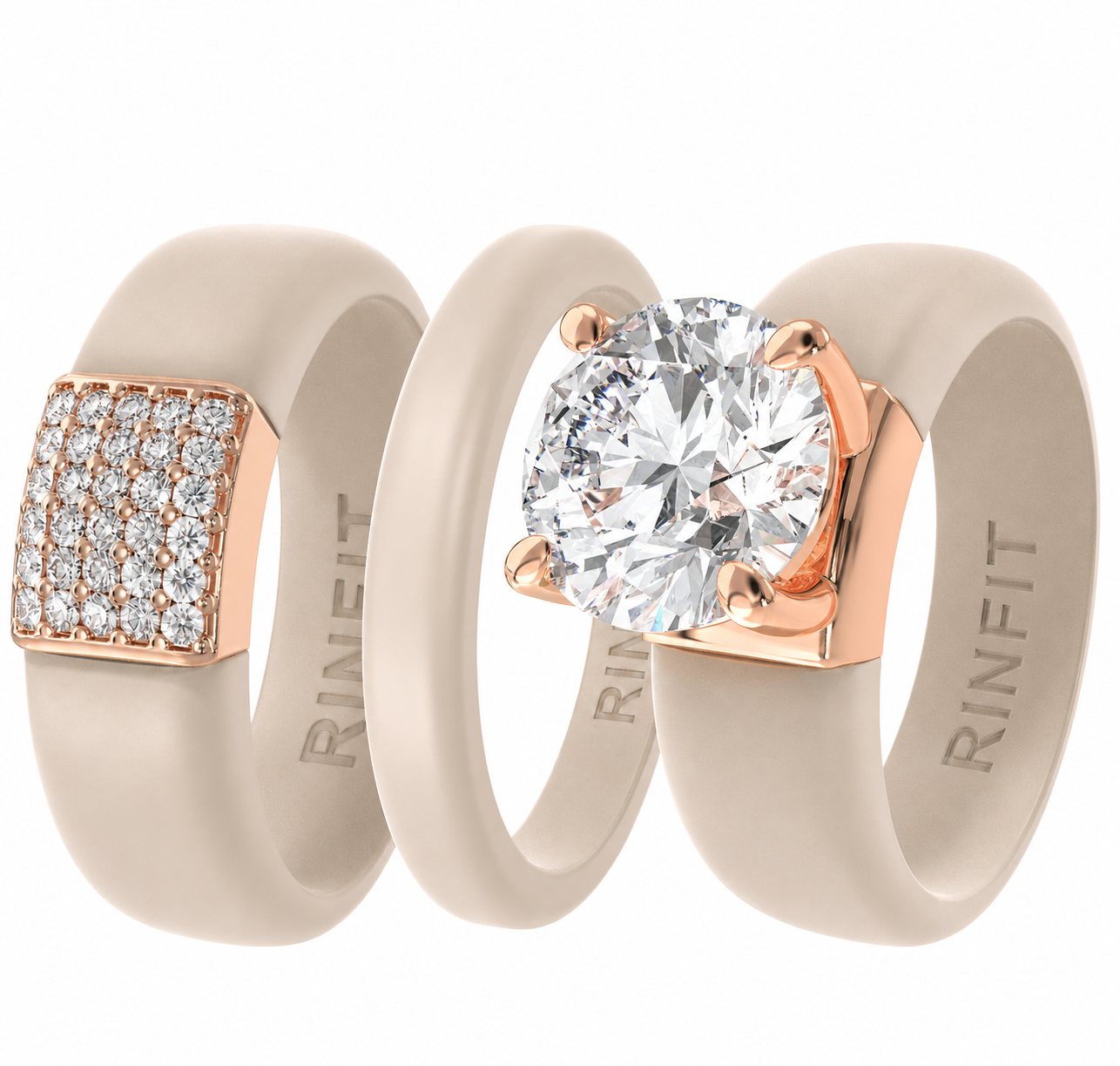 Rinfit Signature Trio – Glowstone Round, Gemstone and Thin Band - Patented Design