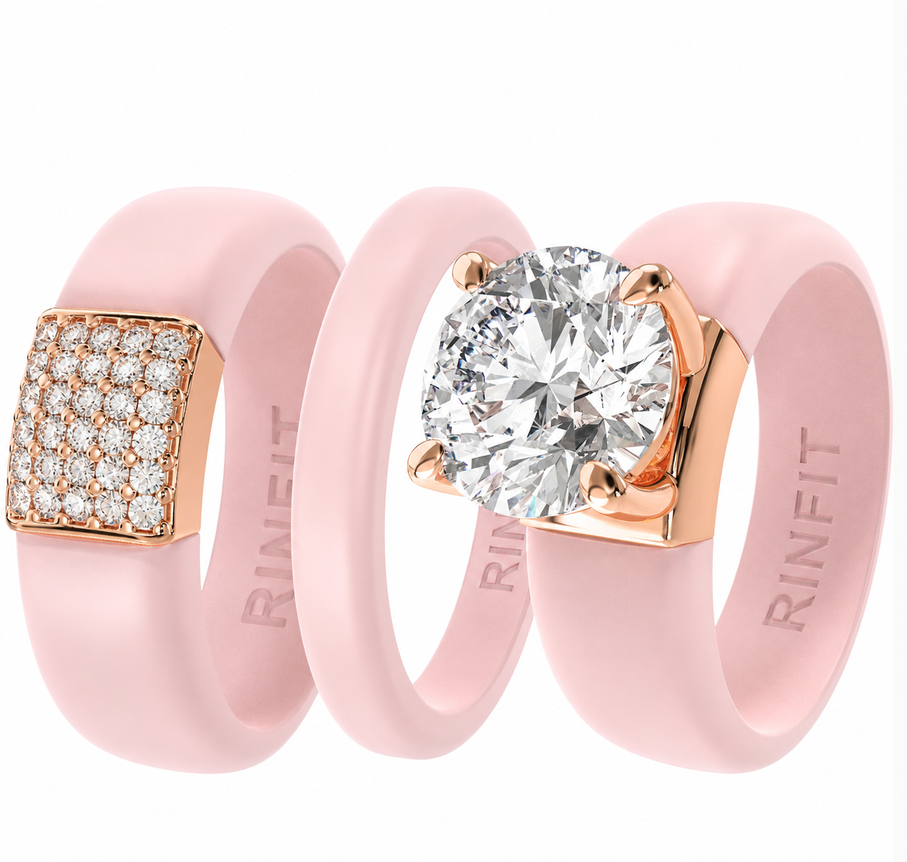 Rinfit Signature Trio – Glowstone Round, Gemstone and Thin Band - Patented Design