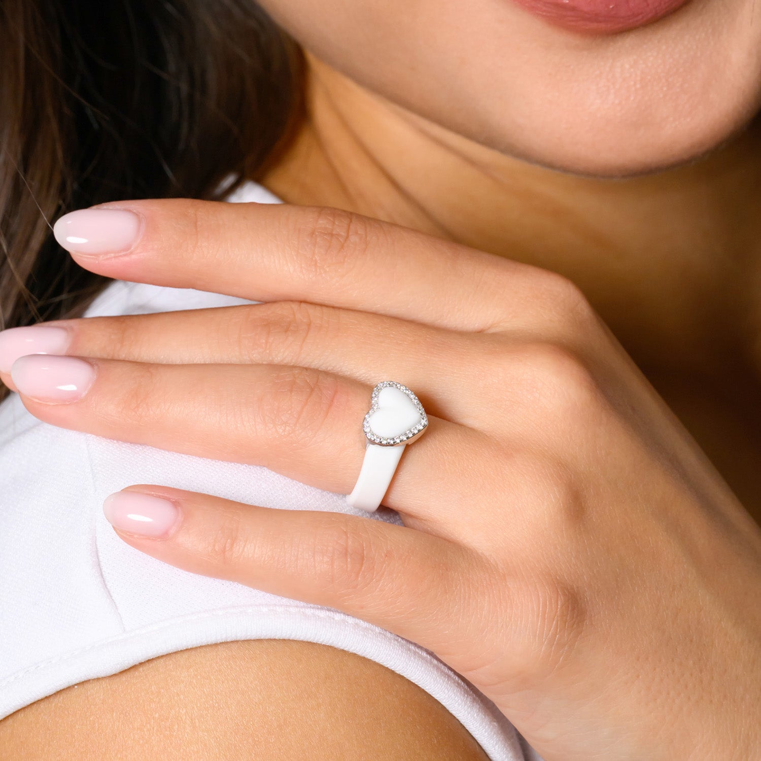 NEW! Heart with Metal Frame & CZ Stones - Women's Silicone Rings- Patent Pending Design