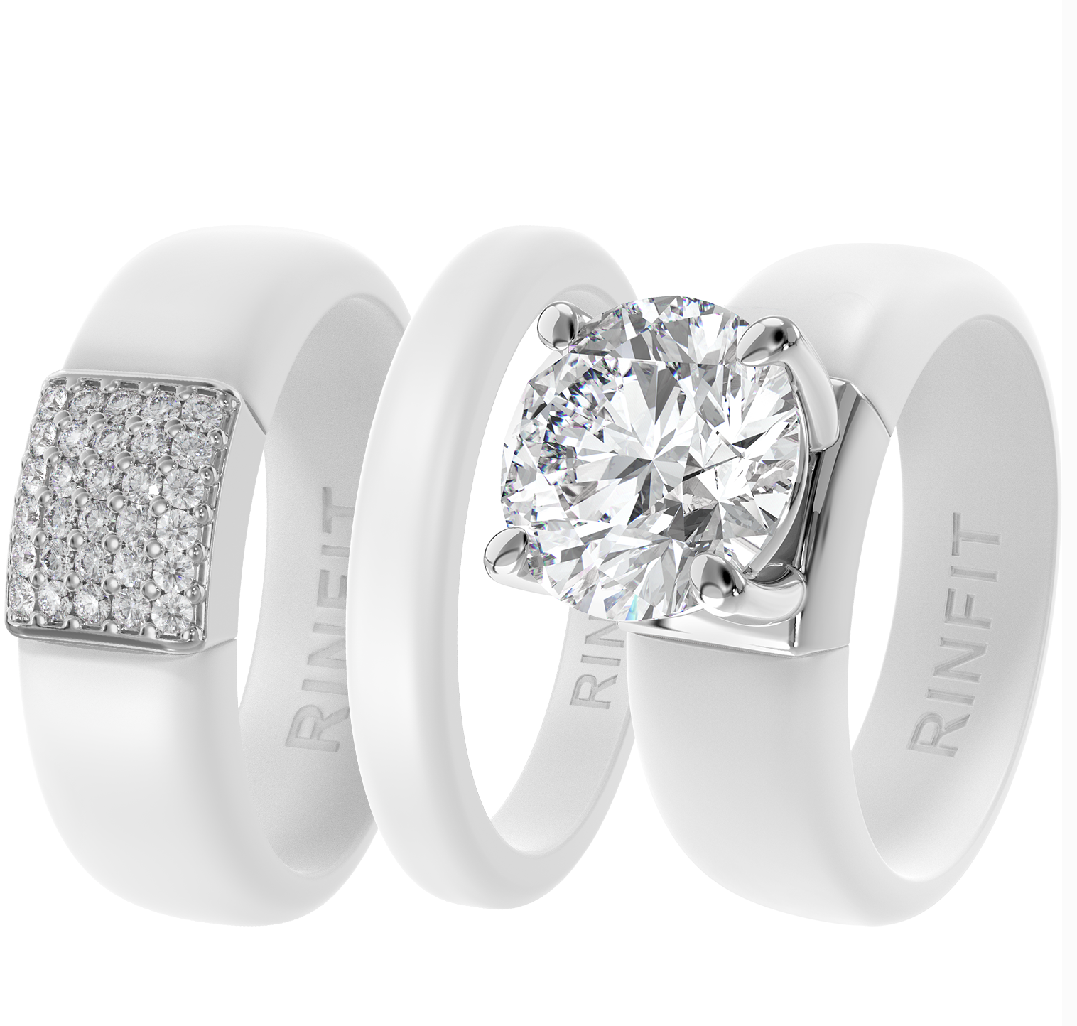 Rinfit Signature Trio – Glowstone Round, Gemstone and Thin Band - Patented Design