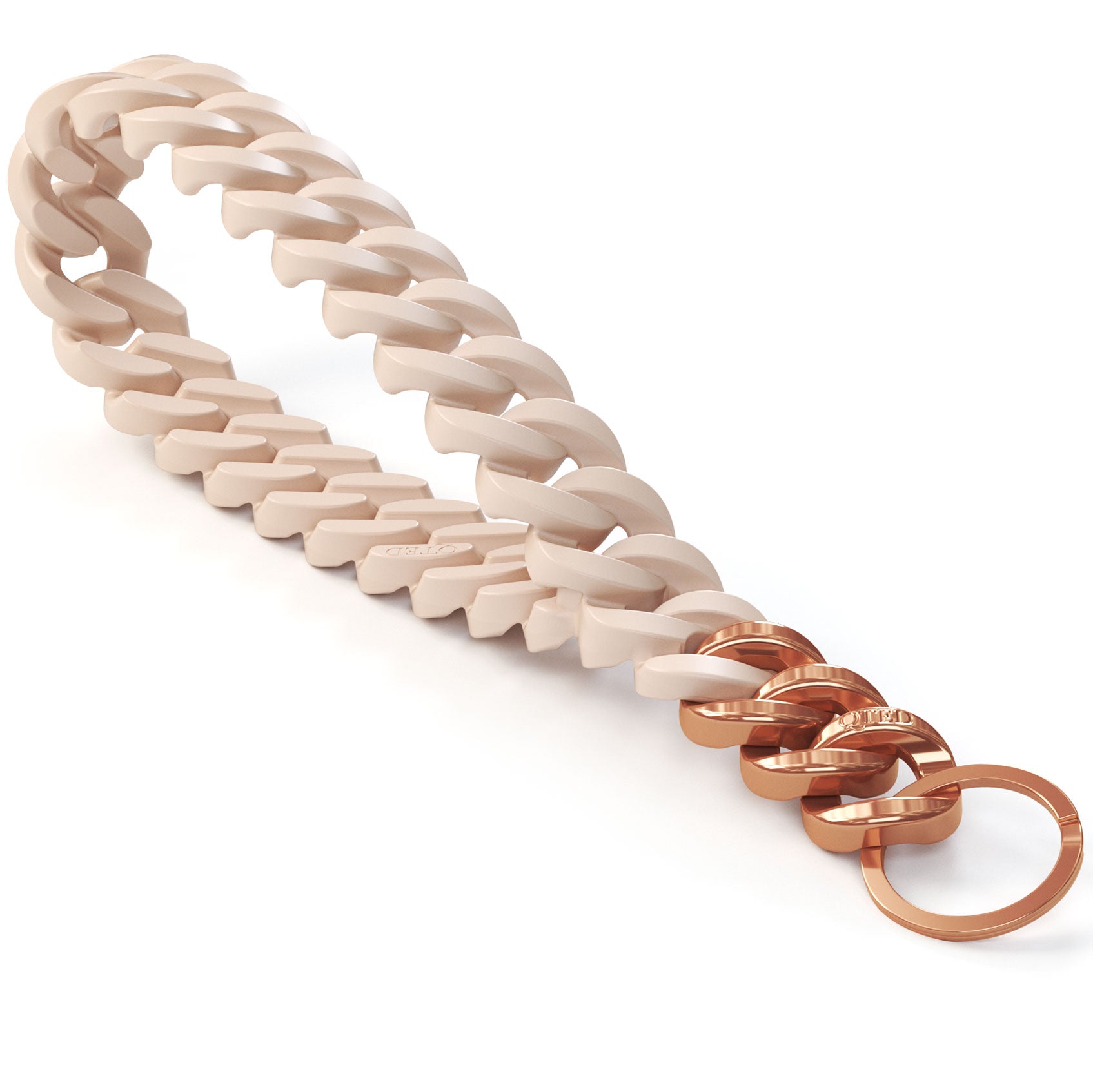 NEW! QTED x RINFIT Chain Wrist Lanyard for Keys - Keychain for Women and Men - Silicone Hand Loop Strap with Keyring. Color: Beige - Patented Design