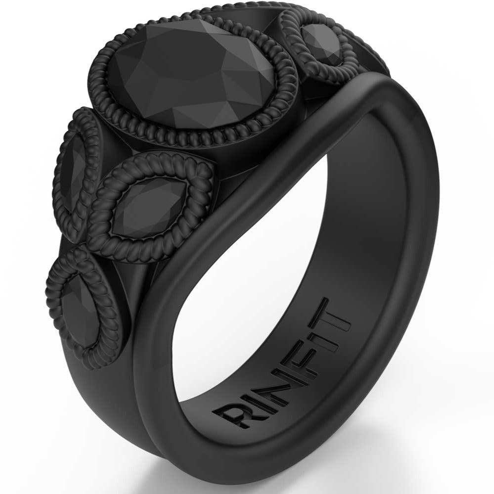 Rinfit Silicone Rings for Women & Men - Couple Sets Rubber Wedding Bands -  Gray & White, Diamond Purple 