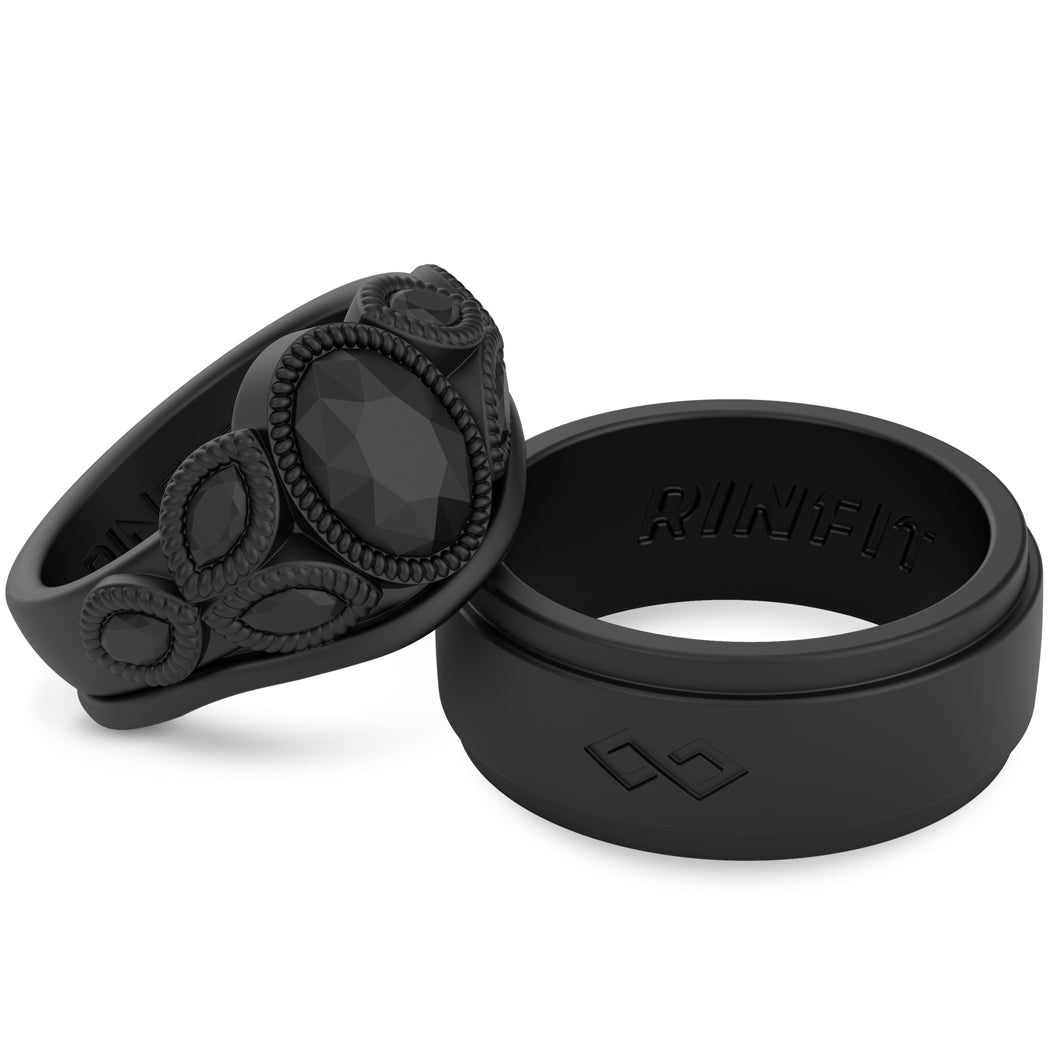 Black silicone ring for couple