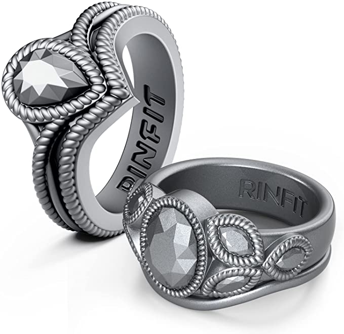 Silicone Wedding Ring Bundle Pear Diamond and Oval Collection – Rinfit