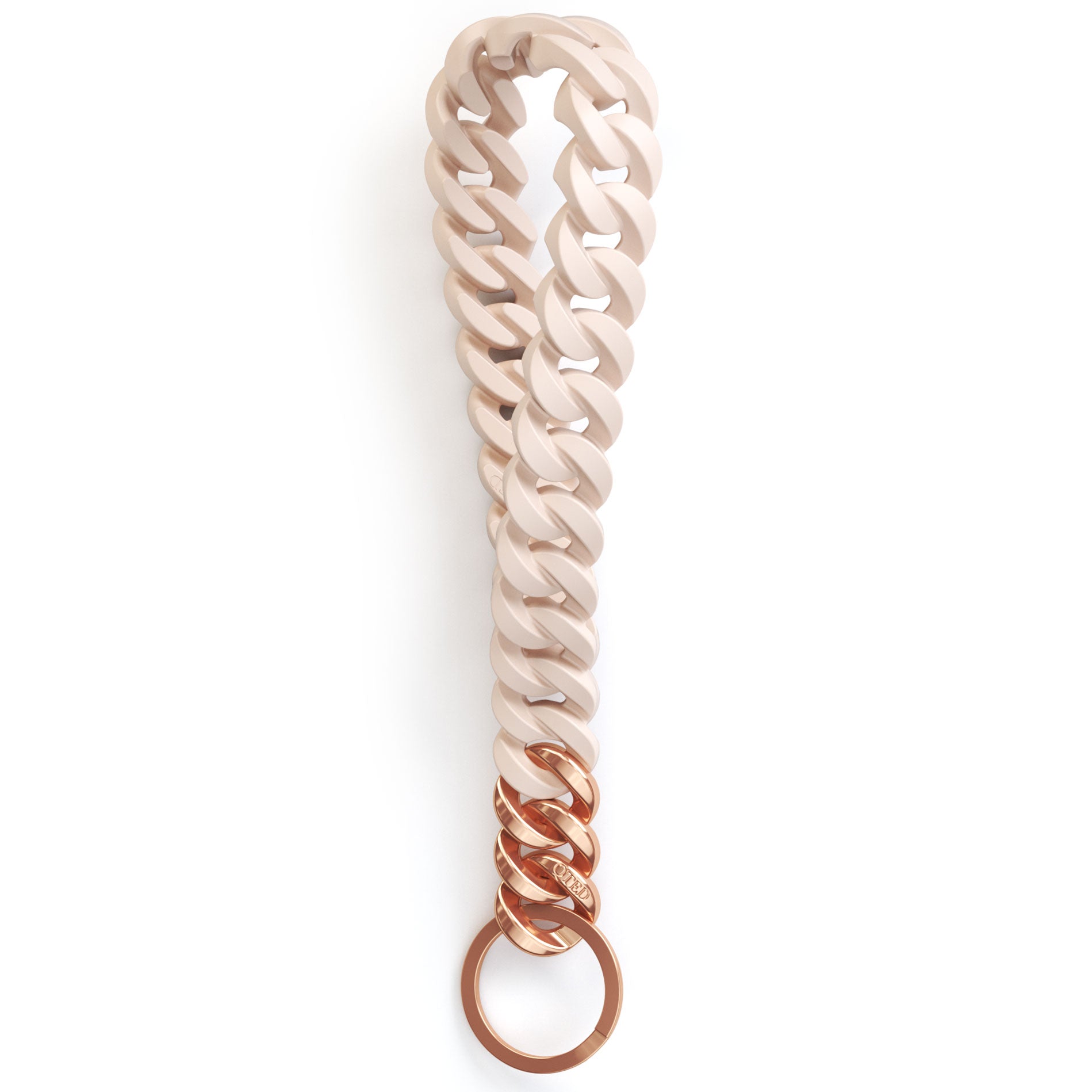 NEW! QTED x RINFIT Chain Wrist Lanyard for Keys - Keychain for Women and Men - Silicone Hand Loop Strap with Keyring. Color: Beige - Patented Design