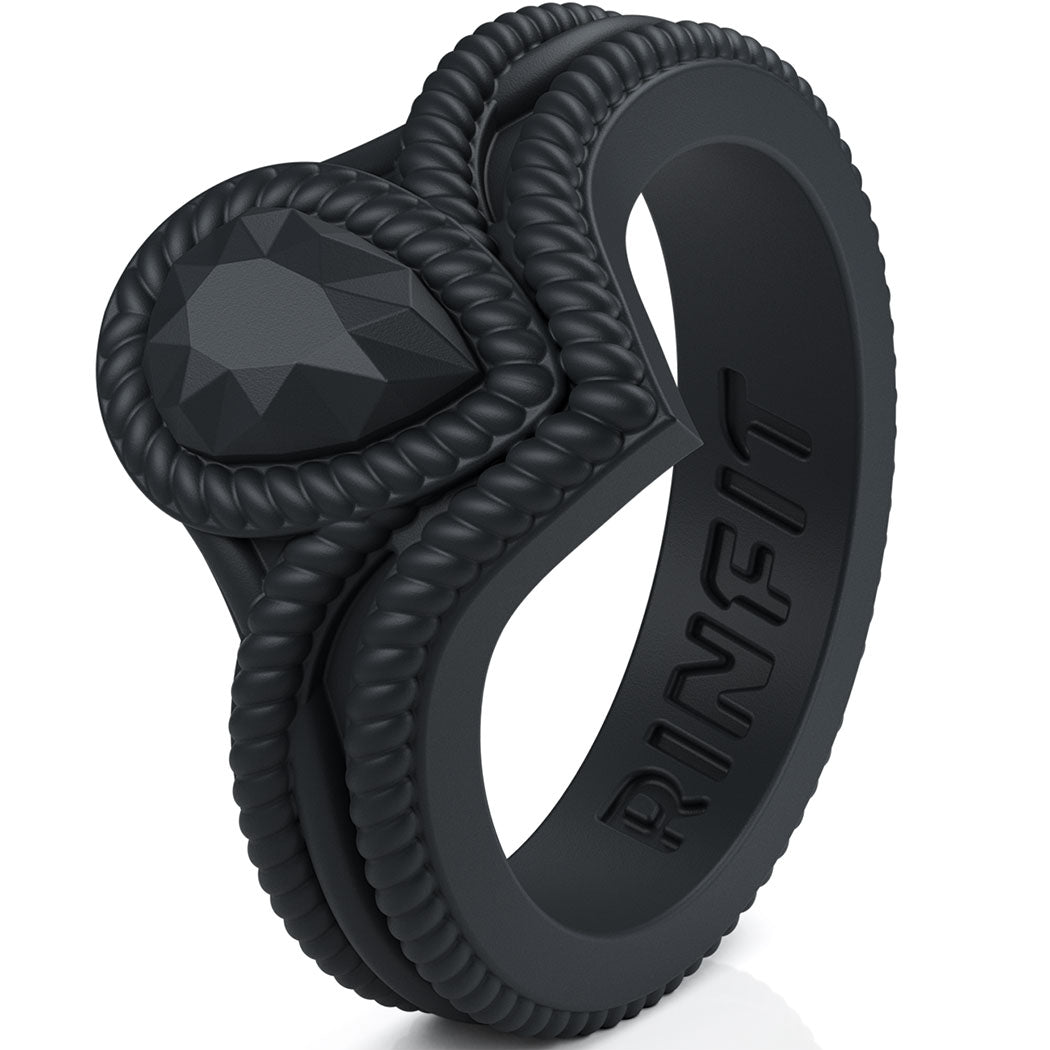 Rinfit Silicon Wedding Rings for Couples - Matching Rubber Rings for  Black&White