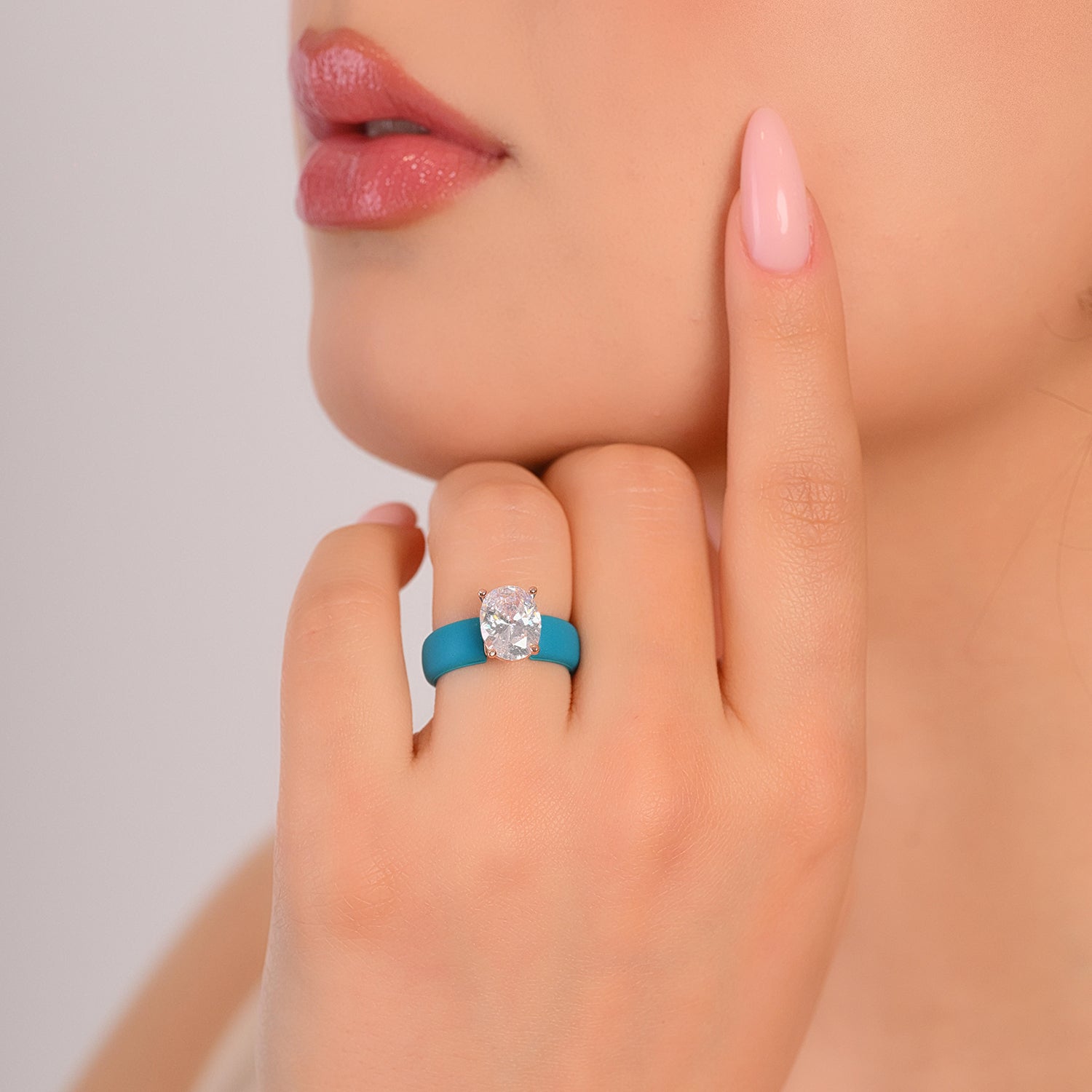 Silicone Ring – 11×8 mm Oval Cut CZ | Patented Design - GlowStone Collection