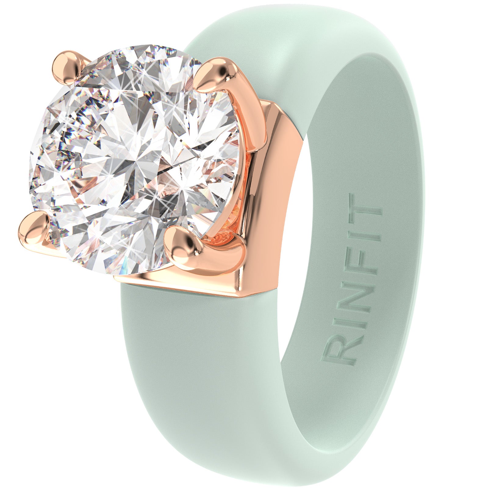 Silicone Ring – 7mm Round Solitaire CZ | Patented Design - GlowStone Collection by Rinfit
