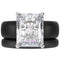 Emerald Cut CZ Silicone Ring Set for Women, Stackable 2-Ring Set, 10x8 mm CZ Stone, Thin Band, Patented Design, GlowStone Collection