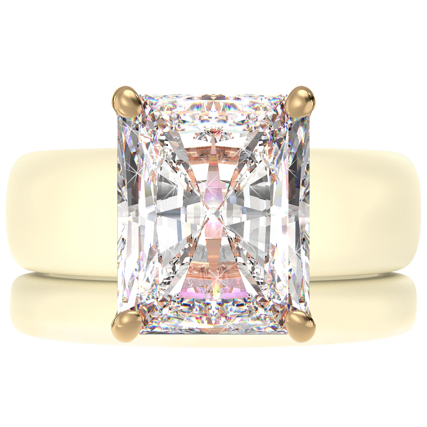 Emerald Cut CZ Silicone Ring Set for Women, Stackable 2-Ring Set, 10x8 mm CZ Stone, Thin Band, Patented Design, GlowStone Collection