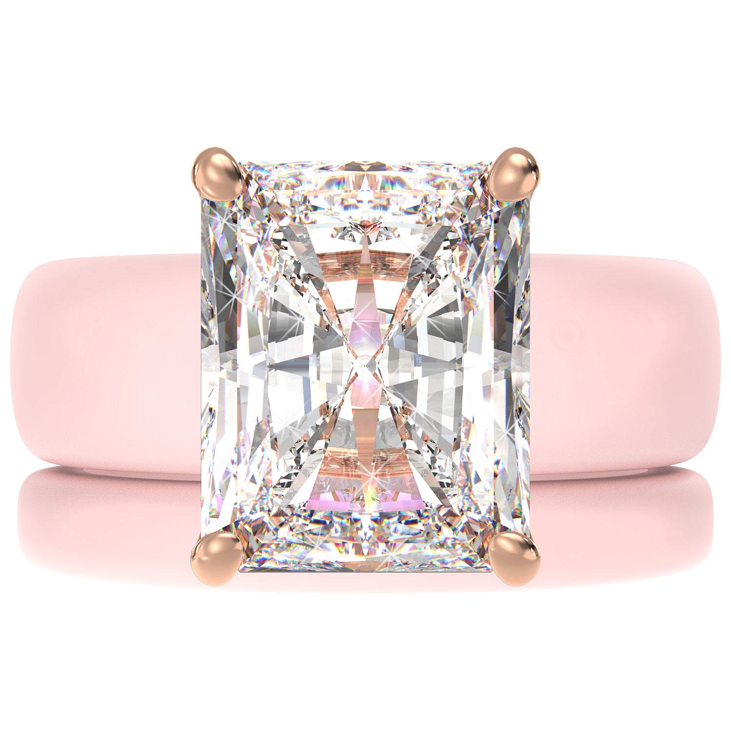 Emerald Cut CZ Silicone Ring Set for Women, Stackable 2-Ring Set, 10x8 mm CZ Stone, Thin Band, Patented Design, GlowStone Collection
